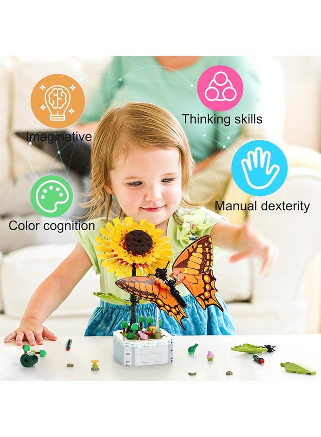 Flower Bouquet Block Toys Set, Mini Bricks Artificial Flower Blocks Toy, DIY Home Decor Sets, Birthday Gift for Adults Kids ,Sunflower Block  - Image 3