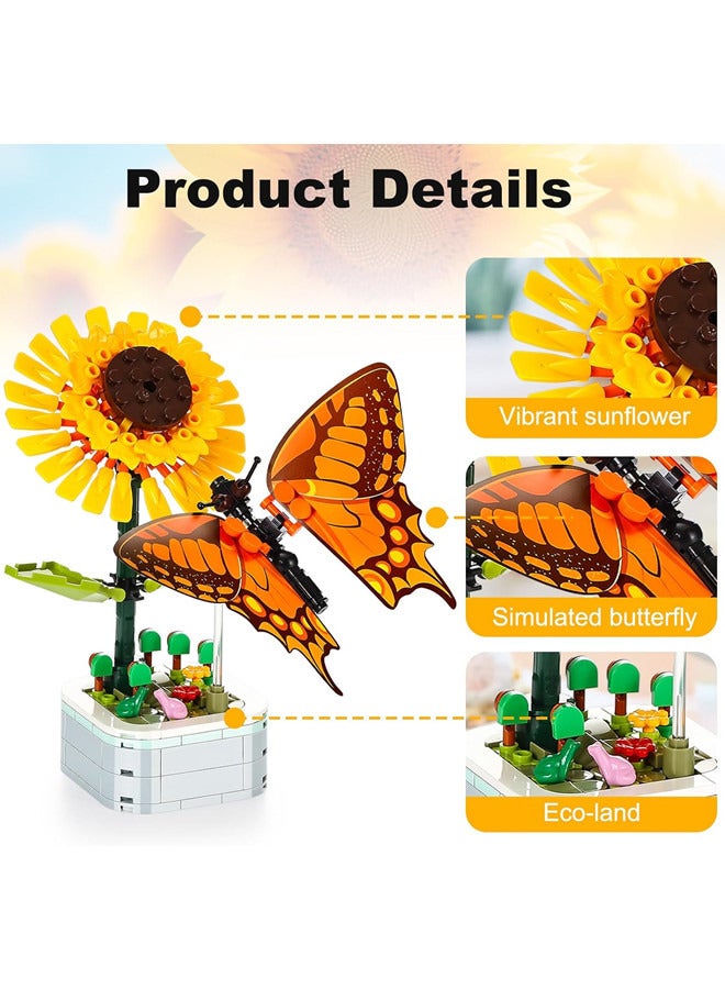 Flower Bouquet Block Toys Set, Mini Bricks Artificial Flower Blocks Toy, DIY Home Decor Sets, Birthday Gift for Adults Kids ,Sunflower Block  - Image 4