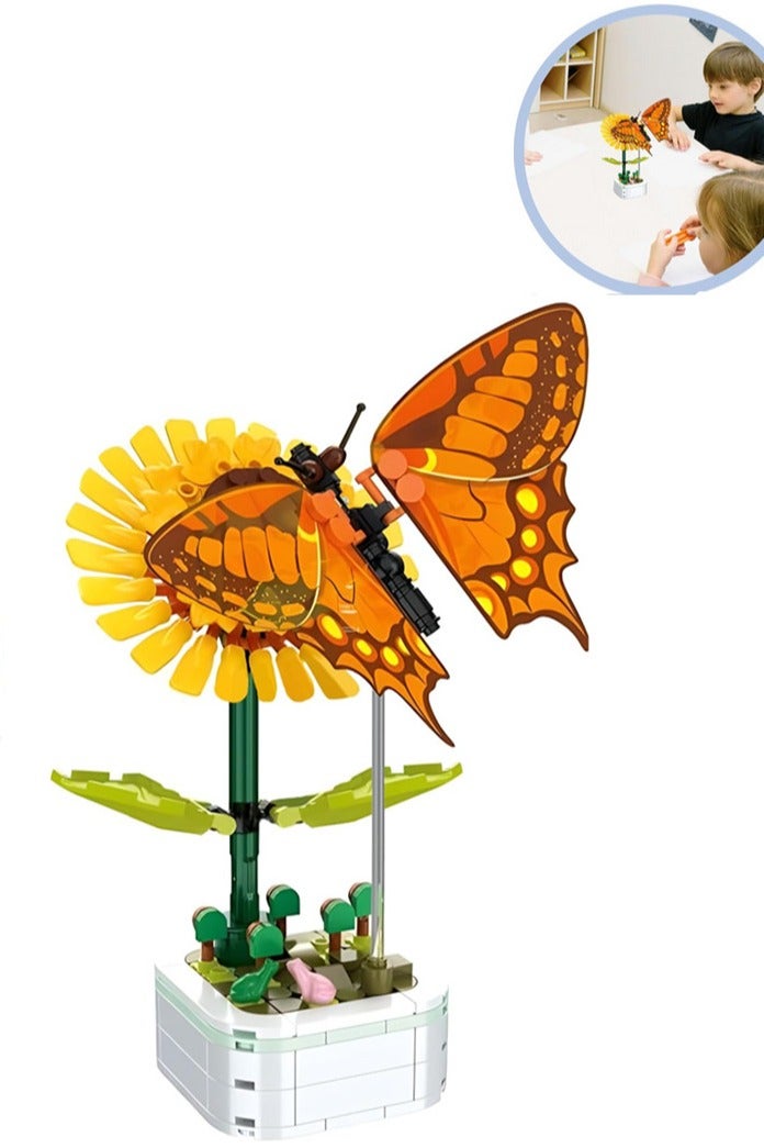 Flower Bouquet Block Toys Set, Mini Bricks Artificial Flower Blocks Toy, DIY Home Decor Sets, Birthday Gift for Adults Kids ,Sunflower Block - Image 1