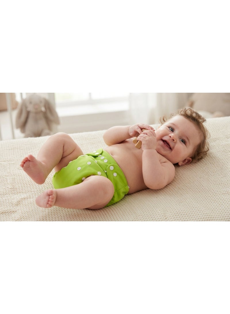 Adjustable Cotton Pocket Diapers Reusable Washable for Babies, Infants and Toddlers 0-3 Years (green) - Image 3