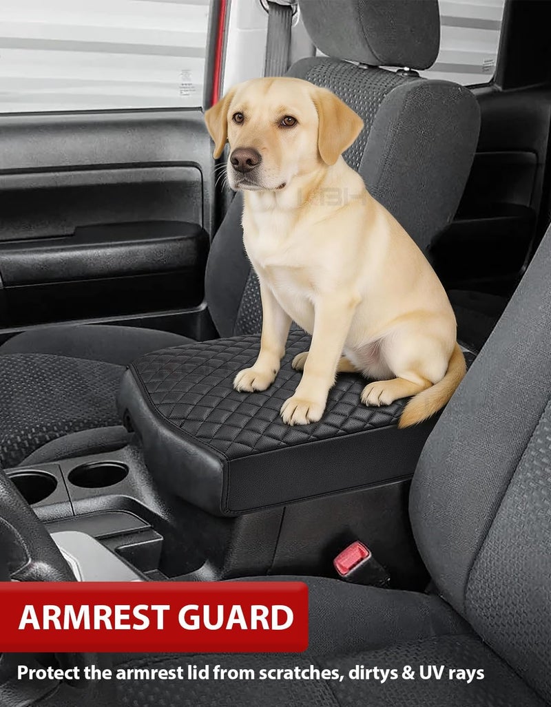KBH Auto Center Console Armrest Cover for Toyota Tundra 2007-2013 & Toyota Sequoia 2008-2015, PU Leather Console Lid Cushion Pad Arm Rest Covering, Dog Anti-Scratch, Black - Image 4