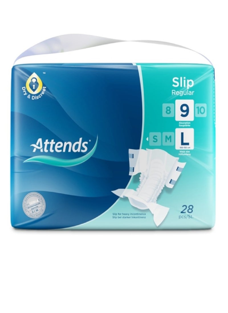 Attends Slip Regular 9, Large, Pack Of 28 