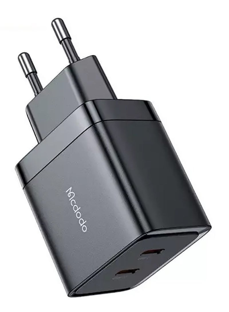 مكدودو شاحن CH-250 ثنائي المنفذ 40 واط، شاحن حائط من النوع C متوافق مع المقابس الإيرانية، شحن سريع ذكي متعدد الجهد يدعم 20 فولت/2 أمبير، تصميم عملي لشحن جهازين في نفس الوقت بكفاءة عالية وأمان تام - Image 1