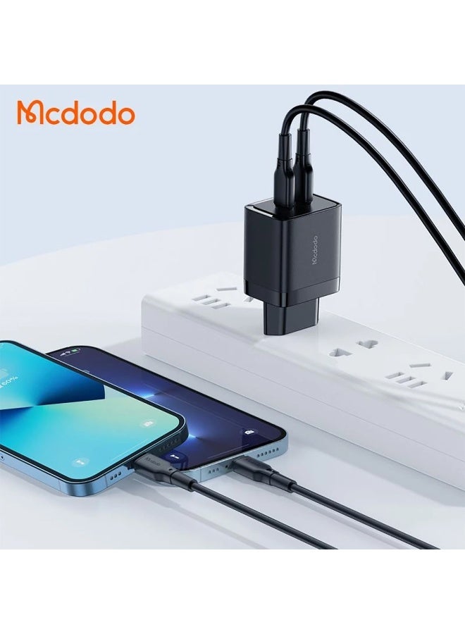 مكدودو شاحن CH-250 ثنائي المنفذ 40 واط، شاحن حائط من النوع C متوافق مع المقابس الإيرانية، شحن سريع ذكي متعدد الجهد يدعم 20 فولت/2 أمبير، تصميم عملي لشحن جهازين في نفس الوقت بكفاءة عالية وأمان تام - Image 3