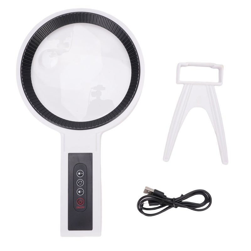 Lighted Magnifying Glass Rechargeable 34LED Warm and Cold Light Adjustable Brightness Handheld Illuminated Lighted Magnifier - Image 1