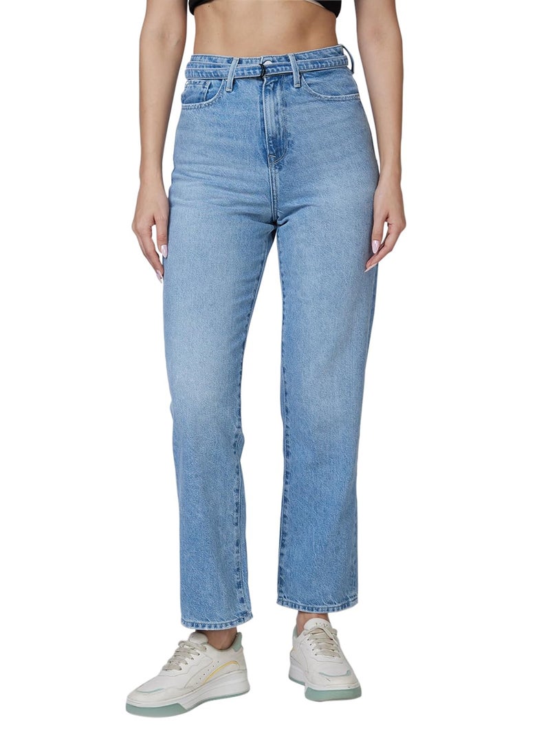 Spykar High Rise Straight Fit Blue Jeans for Women (Size: 34)-WDYNR1BD170 - Image 1