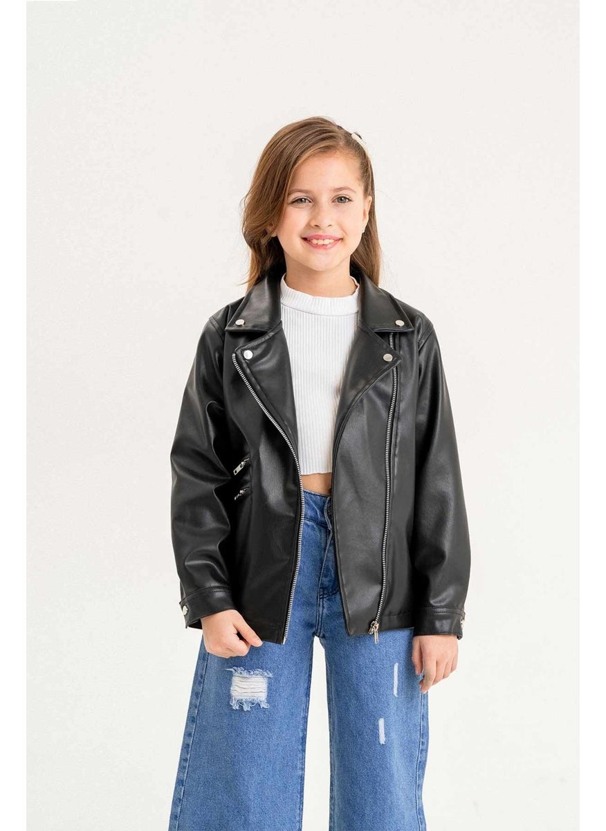 Zippered Lined Girls Leather Jacket - pzsku/Z075A9ACF4F116E8D31B3Z/45/_/1731183217/f76f693f-a337-4764-8f81-e344f41617ab