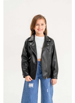 Gold Class Kidswear Zippered Lined Girls Leather Jacket  - Image 3