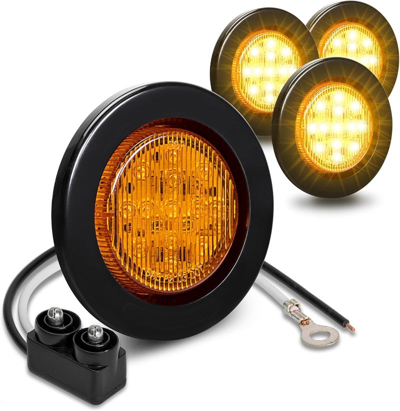 ONLINE LED STORE متجر LED على الإنترنت 4 قطع OLS 2.5" ضوء برتقالي دائري مع عاكس - Image 1