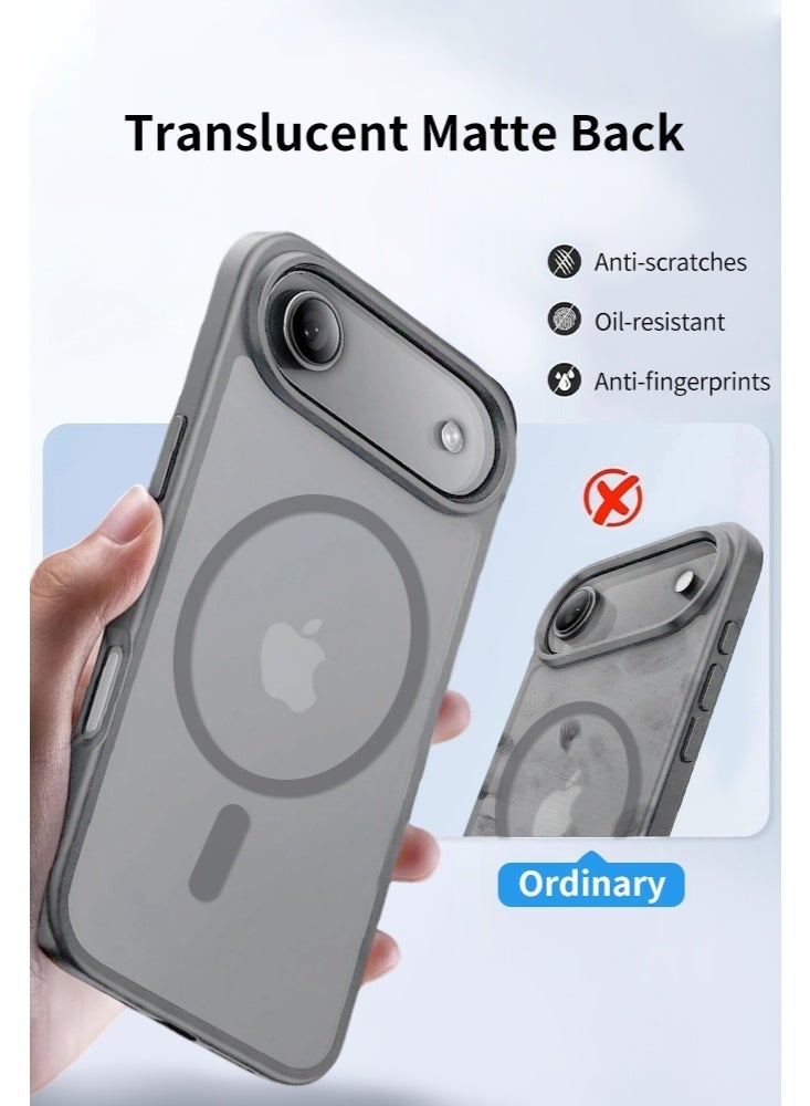 iPhone 17 Air Case with MagSafe, Black Matte Anti-Fingerprint Back, Precision Cutouts & Raised Camera Protection, Strong Magnet Compatible with MagSafe Accessories - Image 4