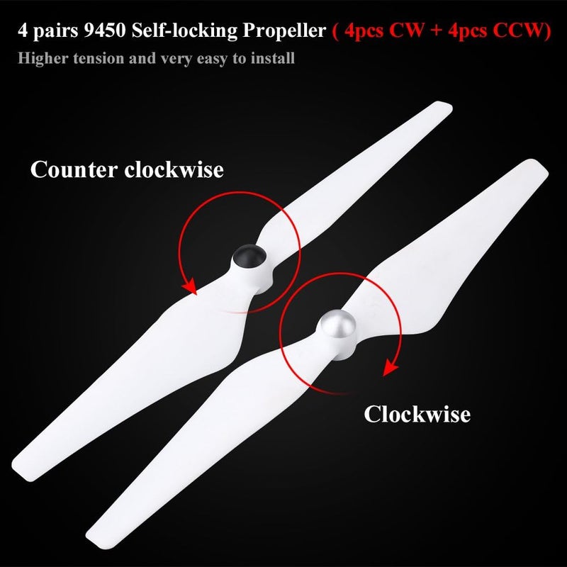 klarako Self-Tightening Propeller for DJI Phantom 1/2/3/3PRO/FC40/E300 Standard Quadcopter Accessory Replacement, 4 x 9450 CW Propellers, 4 x 9450 CCW Propellers - Image 3
