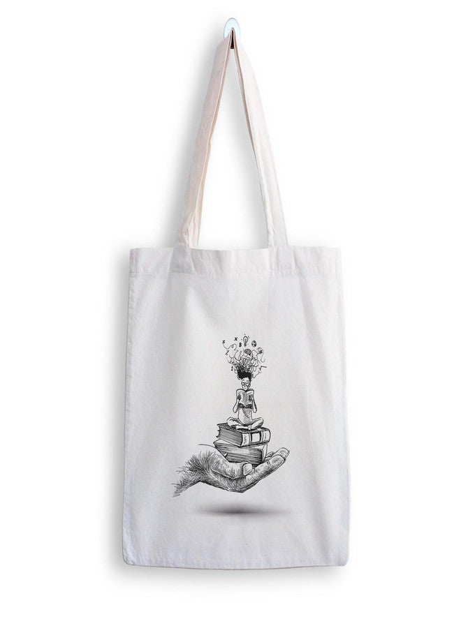 ARTBUG Tote Bag for Women with zip, Aesthetic Canvas tote bag for college girls, office, stylish and reusable - Books - D No - 225 - Image 1