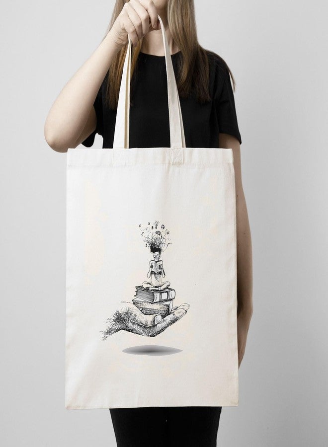 ARTBUG Tote Bag for Women with zip, Aesthetic Canvas tote bag for college girls, office, stylish and reusable - Books - D No - 225 - Image 3