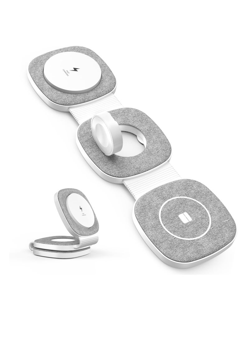KASTWAVE Foldable 3-in-1 Magnetic Wireless Charging Station with 18W Adapter - Compatible with iPhone 15/14/13/12 Series, for Apple Watch SE/8/7/6/5/4/3/2, and AirPods 3/2/Pro - Image 1