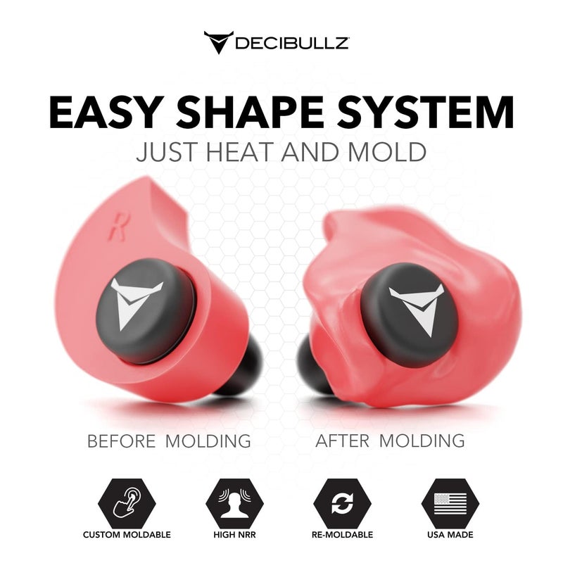 Decibullz - Custom Molded Earplugs, 31dB Highest NRR, Comfortable Hearing Protection for Shooting, Travel, Swimming, Work and Concerts (Red) - Image 2