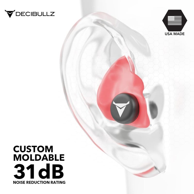 Decibullz - Custom Molded Earplugs, 31dB Highest NRR, Comfortable Hearing Protection for Shooting, Travel, Swimming, Work and Concerts (Red) - Image 4
