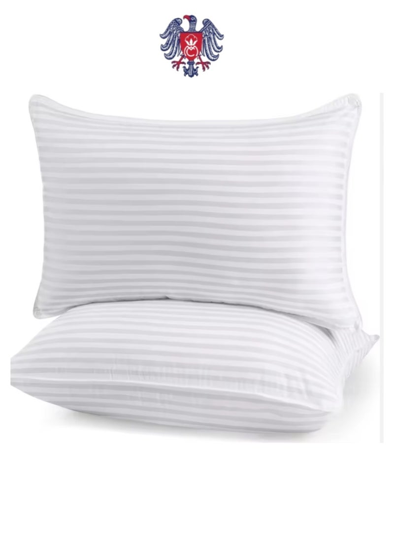 قطني وسادة مايكروفايبر مخططة 1000 جرام مقاس 50×70 سم – دعم ناعم وراحة مثالية للنوم - Image 1