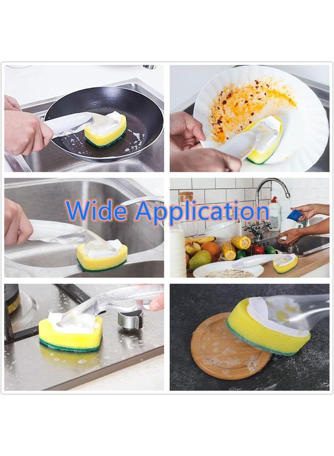 يونج شنج عصا الطبق مع 7Pack استبدال رؤوس الإسفنج ، غسل الصحون تنظيف الفرشاة ، اسفنجة صديقة للبيئة مع مقبض الإسفنج إعادة ملء لتنظيف المطبخ - Image 4