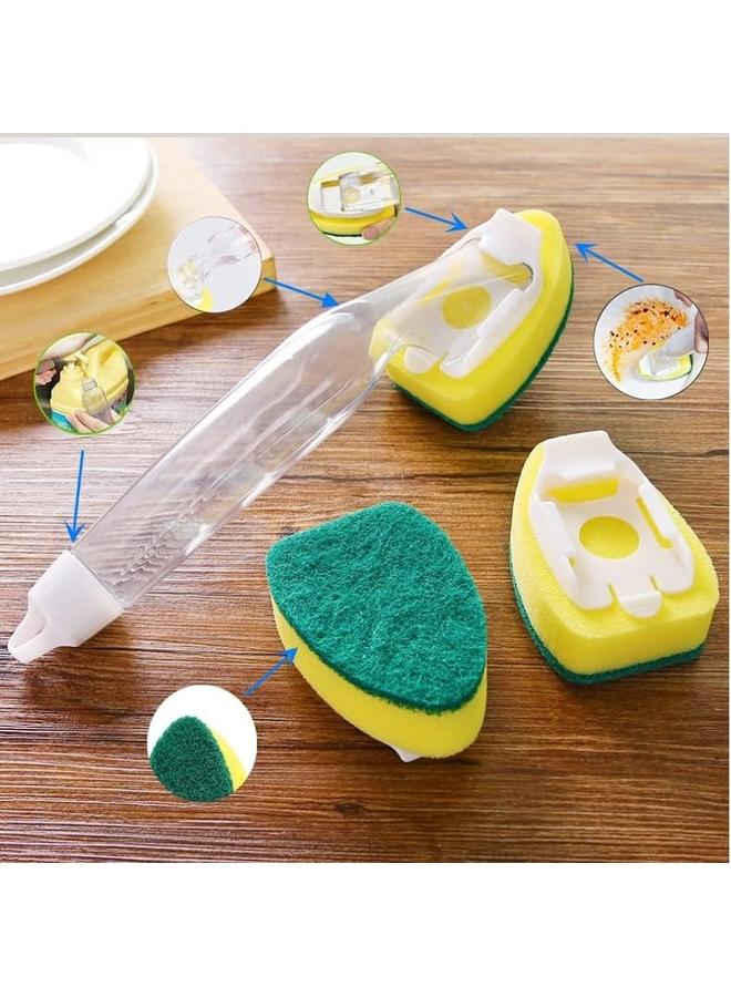 يونج شنج عصا الطبق مع 7Pack استبدال رؤوس الإسفنج ، غسل الصحون تنظيف الفرشاة ، اسفنجة صديقة للبيئة مع مقبض الإسفنج إعادة ملء لتنظيف المطبخ - Image 3