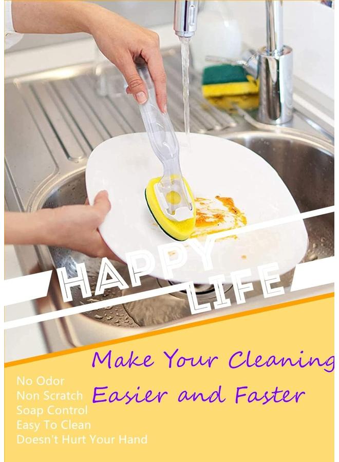 يونج شنج عصا الطبق مع 7Pack استبدال رؤوس الإسفنج ، غسل الصحون تنظيف الفرشاة ، اسفنجة صديقة للبيئة مع مقبض الإسفنج إعادة ملء لتنظيف المطبخ - Image 5