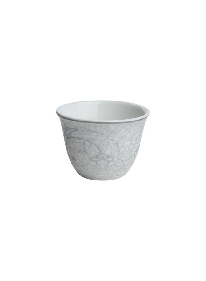 Trust 12-Piece Porcelain Cawa Cup Set White/Silver 80CC, serve for 12 People - Image 4