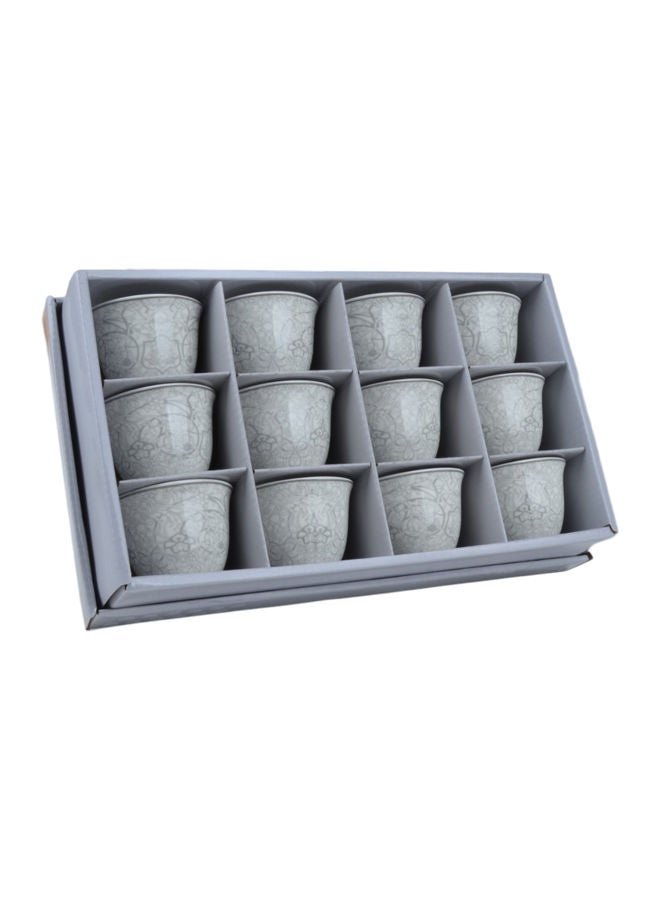 Trust 12-Piece Porcelain Cawa Cup Set White/Silver 80CC, serve for 12 People - Image 5