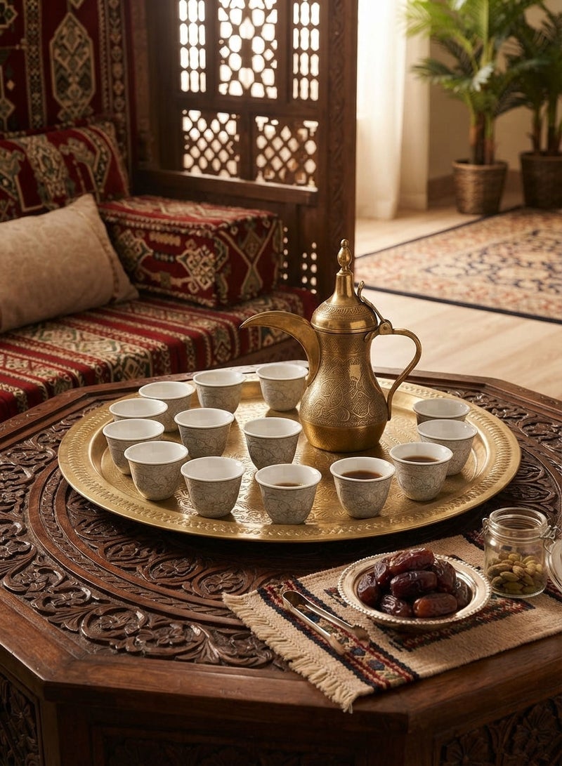 Trust 12-Piece Porcelain Cawa Cup Set White/Silver 80CC, serve for 12 People - Image 2