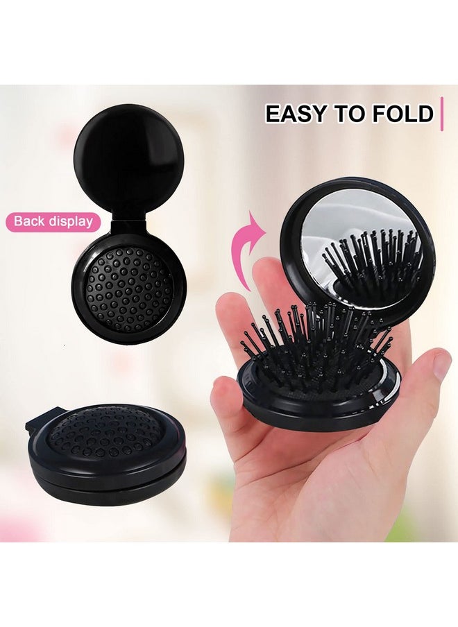 1st Choice Folding Hair Brush With Mirrorround Mini Compact Massage Comb For Purse/Pockettravel Size For Girls And Women (Black)  - Image 5