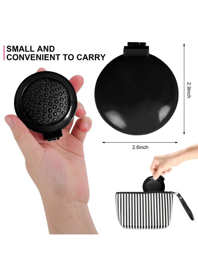 1st Choice Folding Hair Brush With Mirrorround Mini Compact Massage Comb For Purse/Pockettravel Size For Girls And Women (Black)  - Image 2