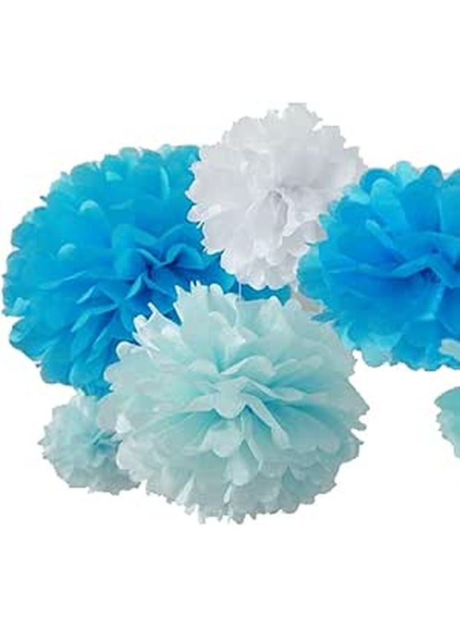 Aqua Blue Tissue Paper Pom Poms 6 Inch 15cm Handmade Wedding Party Decorations - Image 1