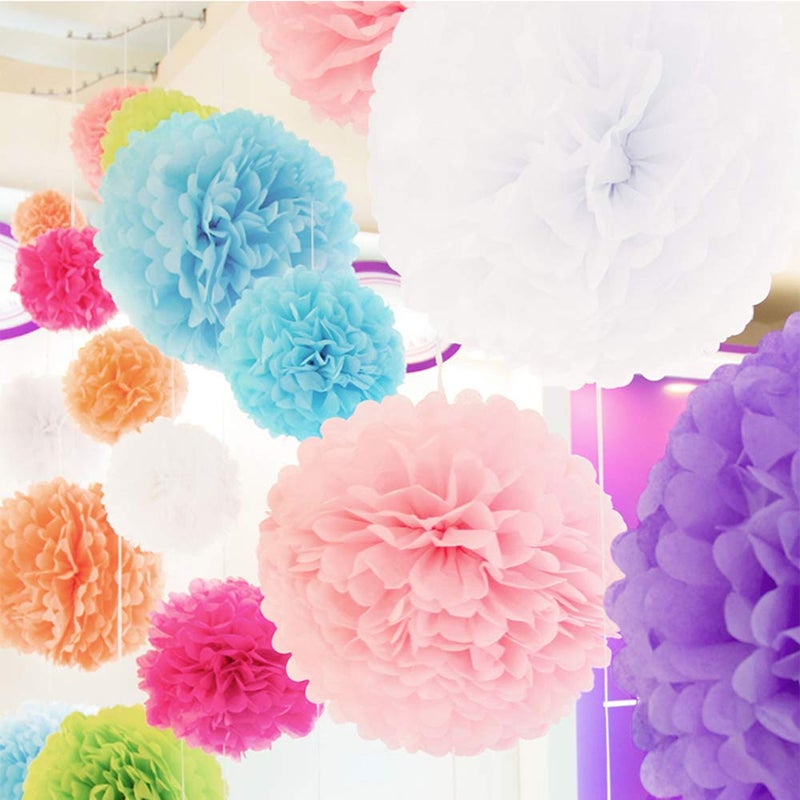 Aqua Blue Tissue Paper Pom Poms 6 Inch 15cm Handmade Wedding Party Decorations - Image 3