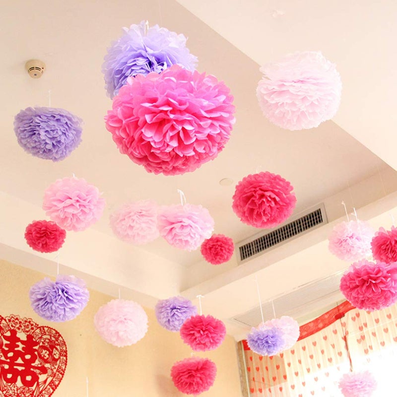 Aqua Blue Tissue Paper Pom Poms 6 Inch 15cm Handmade Wedding Party Decorations - Image 4