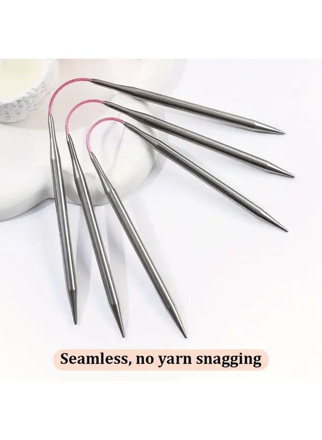 Stainless Steel Ring Knitting Needles 4 0mm Smooth Round Needles for Sweaters Socks - Image 1
