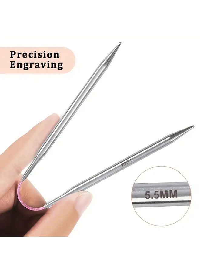 Stainless Steel Ring Knitting Needles 4 0mm Smooth Round Needles for Sweaters Socks - Image 2