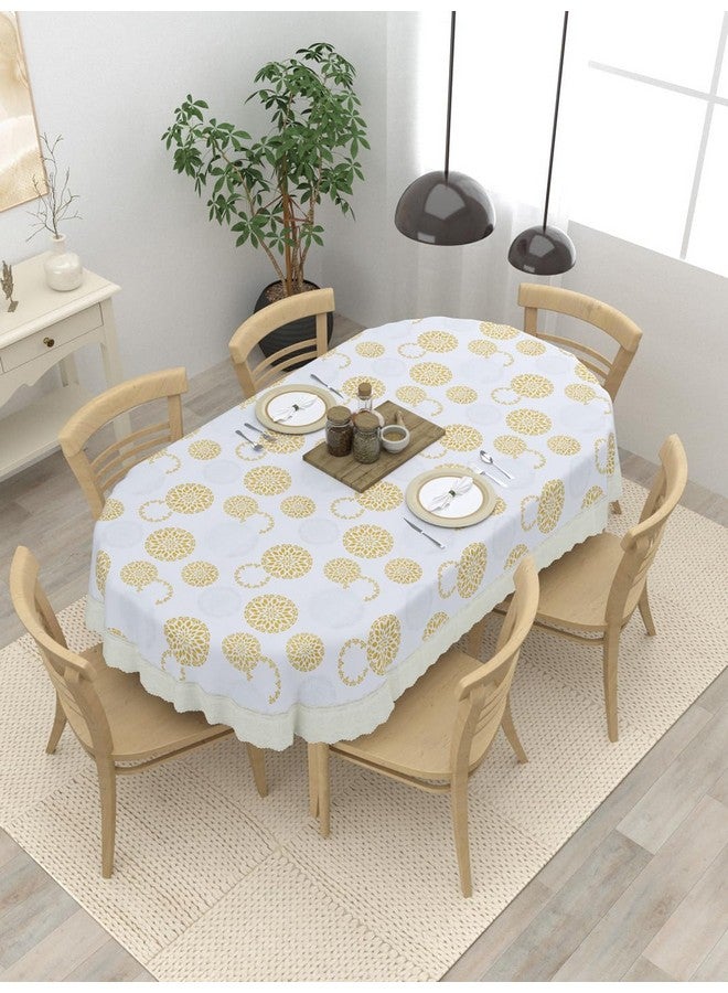 Clasiko 6 Seater Oval Dining Table Cover; 60x90 Inches or 152x228 Cms; Material - PVC; Shape - Oval; Pack of 1; Anti Slip; Grey & Golden 69064 - Image 1