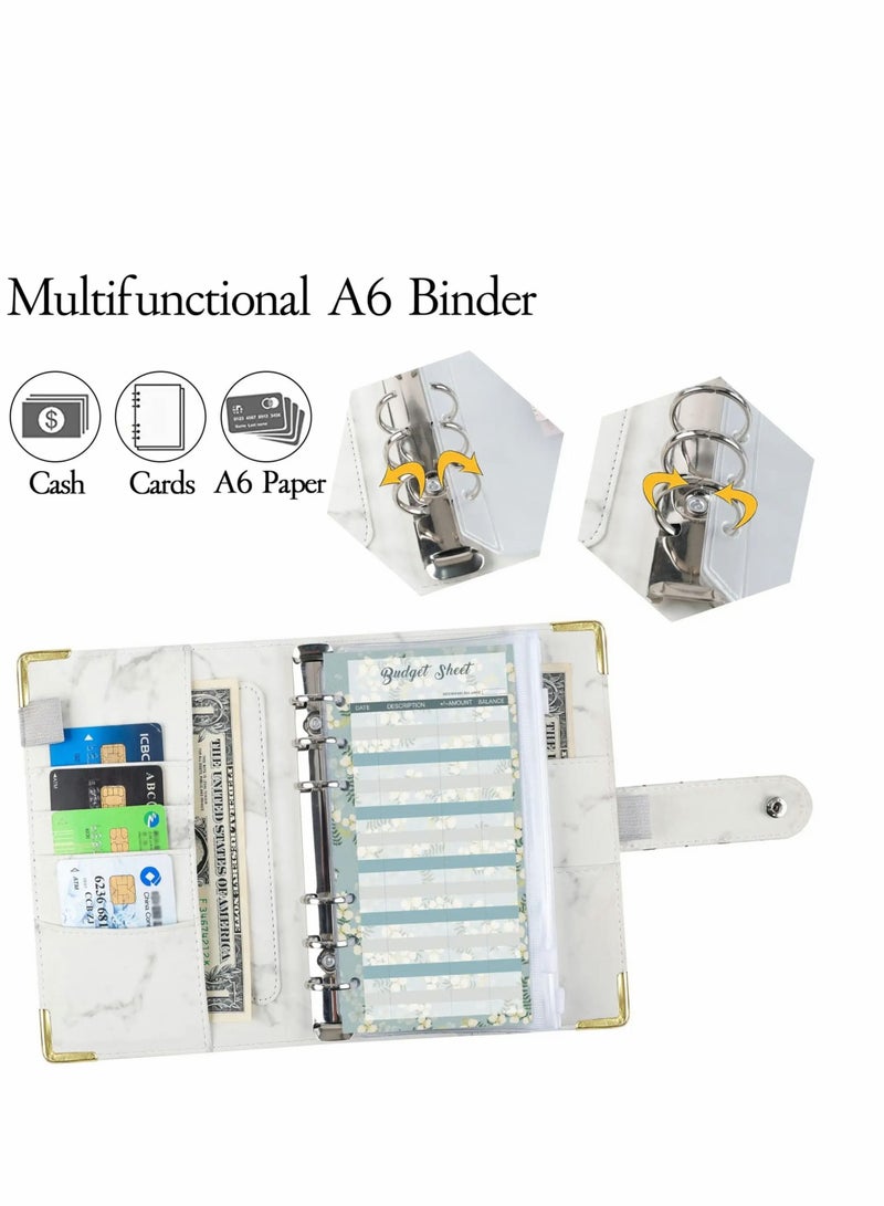 Excefore Budget Binder, A6 Budget Binder with Zipper Cash Envelopes for Budgeting, Money Organizer for Cash, Budget Planner Money Savings Binder  - Image 5