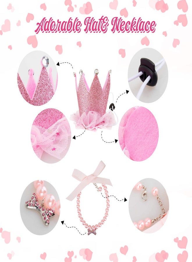 GAGILAND Dog Tutu Birthday Outfit Pink Tutu for Dogs for Small Medium Dogs Birthday Party Supplies Dog Birthday Hat Necklace and Bowtie Hairpin for Dogs (16-23 inch Wrist) - Image 4