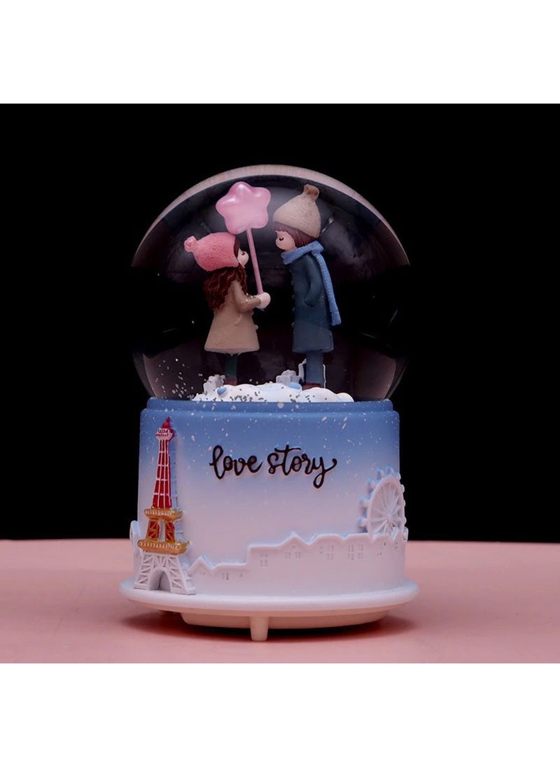 Hediyesahibi Sweet Valentine Themed Medium Size Lighted Musical Snow Globe  - Image 1
