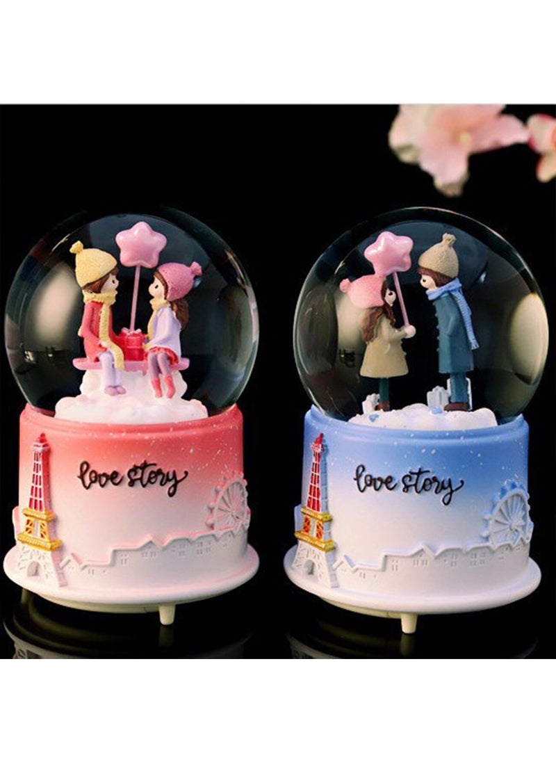 Hediyesahibi Sweet Valentine Themed Medium Size Lighted Musical Snow Globe  - Image 2
