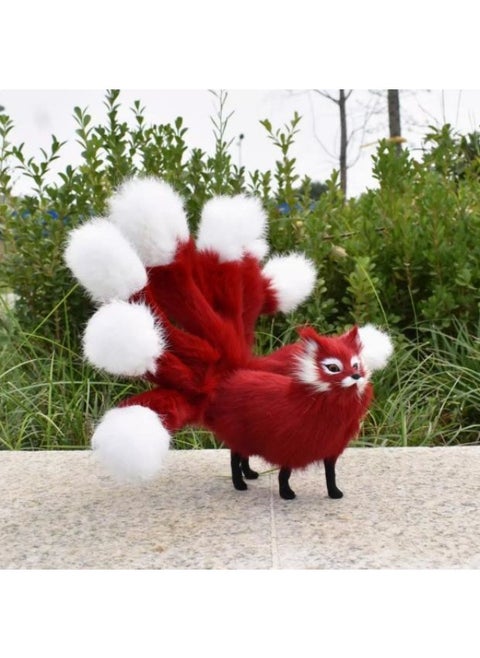 Super Fire Simulation Fox Nine Tails Fox Various Colors Simulation Fox Home Accessories Ornaments Shooting Props-Color:Red Standing Nine-tailed Fox, 13cm Long And 12cm High