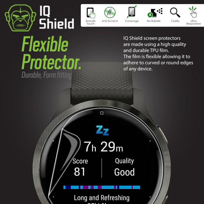 IQShield 6 Pack for Garmin Venu 3S Screen Protector: Clear TPU Film, Bubble-Free Installation, Scratch-Resistant, Case Friendly, HD Clarity for Ultimate Protection - Image 3