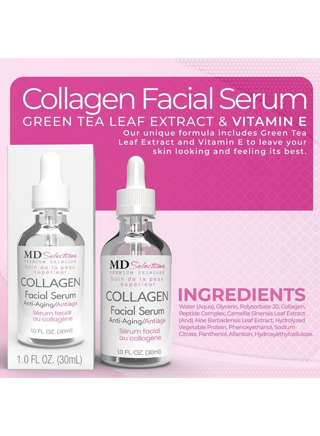 Md Selections Collagen Serum with Facial Moisturizer - Peptide Collagen Serum for Face, Lifting, Plumping, & Firming Collagen Facial Serum Improves Elasticity, Reducing Acne (1+1 Fl Oz, 2-Pack)