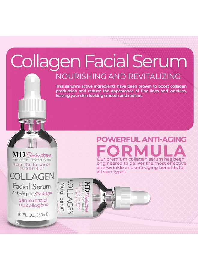 Md Selections Collagen Serum with Facial Moisturizer - Peptide Collagen Serum for Face, Lifting, Plumping, & Firming Collagen Facial Serum Improves Elasticity, Reducing Acne (1+1 Fl Oz, 2-Pack)