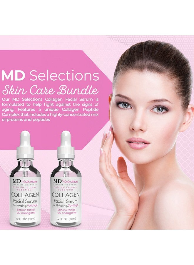 Md Selections Collagen Serum with Facial Moisturizer - Peptide Collagen Serum for Face, Lifting, Plumping, & Firming Collagen Facial Serum Improves Elasticity, Reducing Acne (1+1 Fl Oz, 2-Pack)