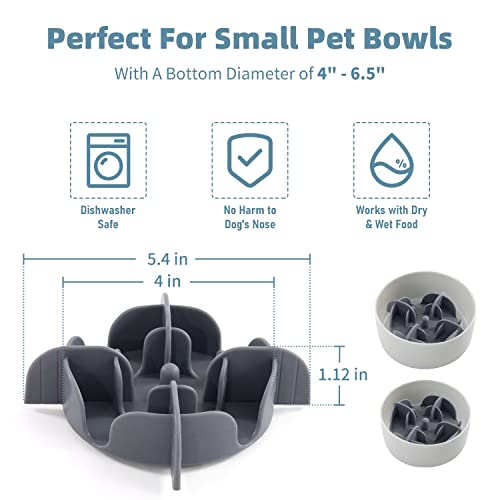 Jaoul Slow Feeder Insert for Small Dogs, Silicone Pet Feeder Accessory with Dividers & Suction Cups, Dishwasher Safe, 5x5 inches, Grey - Image 4