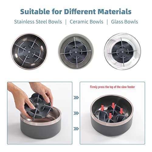 Jaoul Slow Feeder Insert for Small Dogs, Silicone Pet Feeder Accessory with Dividers & Suction Cups, Dishwasher Safe, 5x5 inches, Grey - Image 5