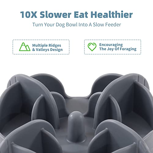 Jaoul Slow Feeder Insert for Small Dogs, Silicone Pet Feeder Accessory with Dividers & Suction Cups, Dishwasher Safe, 5x5 inches, Grey - Image 3