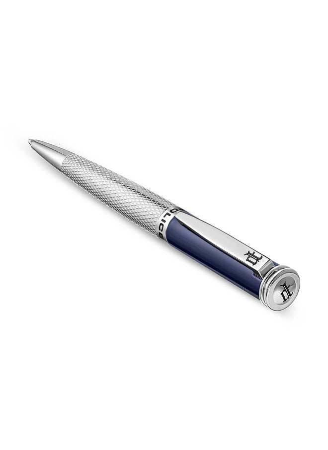 POLICE - Gridget Pen Stainless Steel Clip Textured Lower Body Iconic P Logo Blue Finish - Image 1