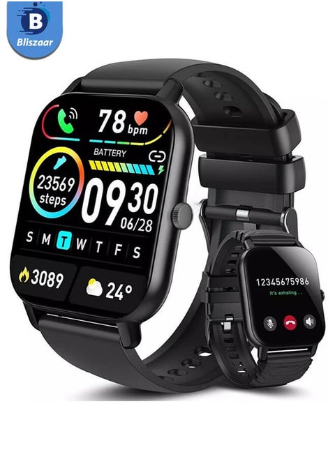 Smart Watch، الساعات الذكية بقياس 2.01 بوصة للرجال مع IP68، مكالمات بلوتوث، مساعد صوتي ذكاء اصطناعي، مراقبة ضغط الدم / الأكسجين / معدل ضربات القلب، ساعة للياقة البدنية لأندرويد و iOS