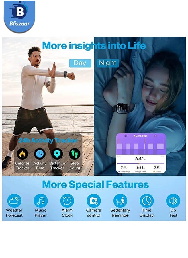 بليزار - Smart Watch، الساعات الذكية بقياس 2.01 بوصة للرجال مع IP68، مكالمات بلوتوث، مساعد صوتي ذكاء اصطناعي، مراقبة ضغط الدم / الأكسجين / معدل ضربات القلب، ساعة للياقة البدنية لأندرويد و iOS - Image 1